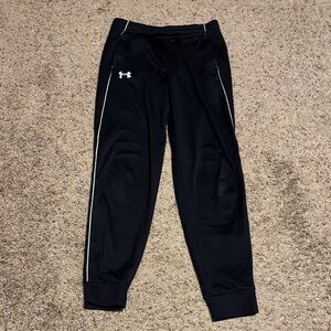 Under Armour Kids Black Sweatpants with White Accents